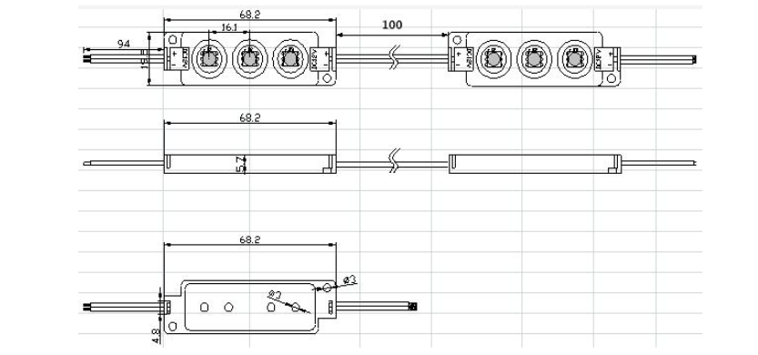 Dimension Drawning of RGB LED module