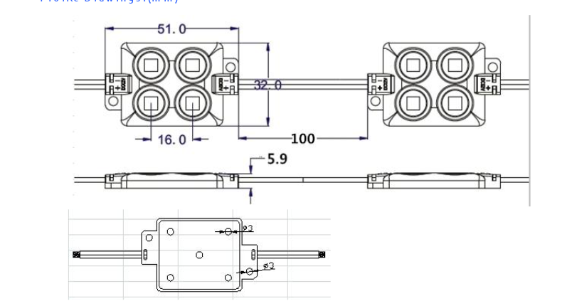 Dimension Drawning of RGB LED module