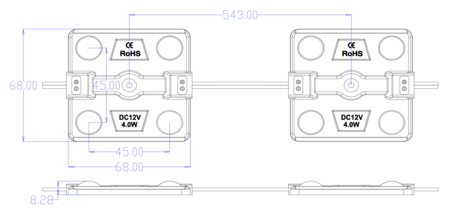 Matrix led module dimension