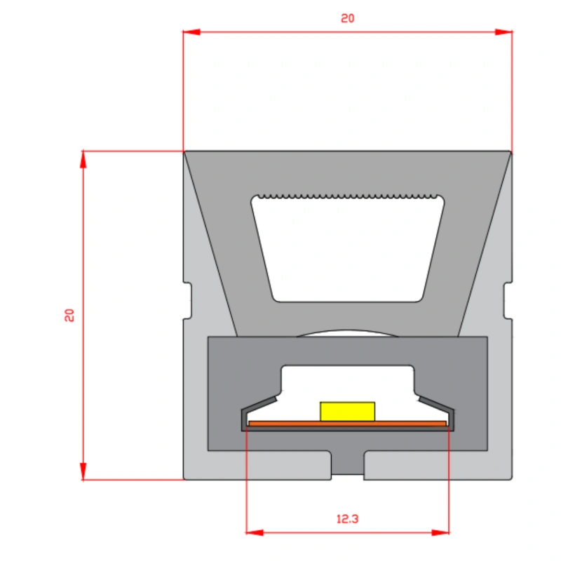Dimension Drawning of None LED Strip