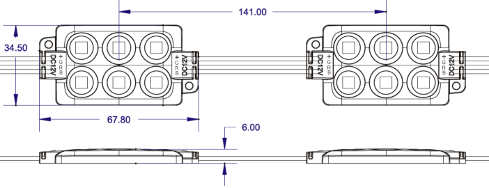 Dimension Drawning of RGB LED module