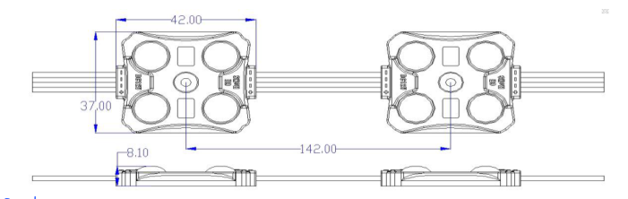 Dimensiion Drawning of RGB LED module