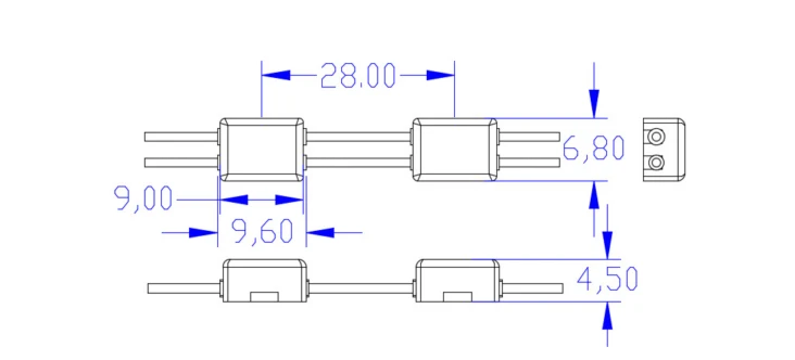 YS-M97311 IP67 12V mini LED module technical dimensions drawing
