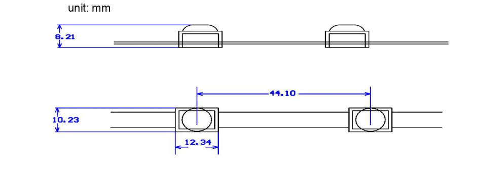 YS-M99311 12V LED module technical dimensions (12x10x8.2mm)