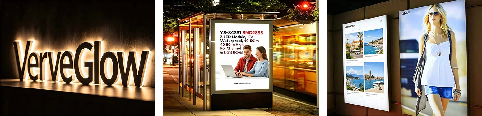 YS-M84331 LED Module Applications: Channel Letters, Light Boxes & Bus Stop Advertising
