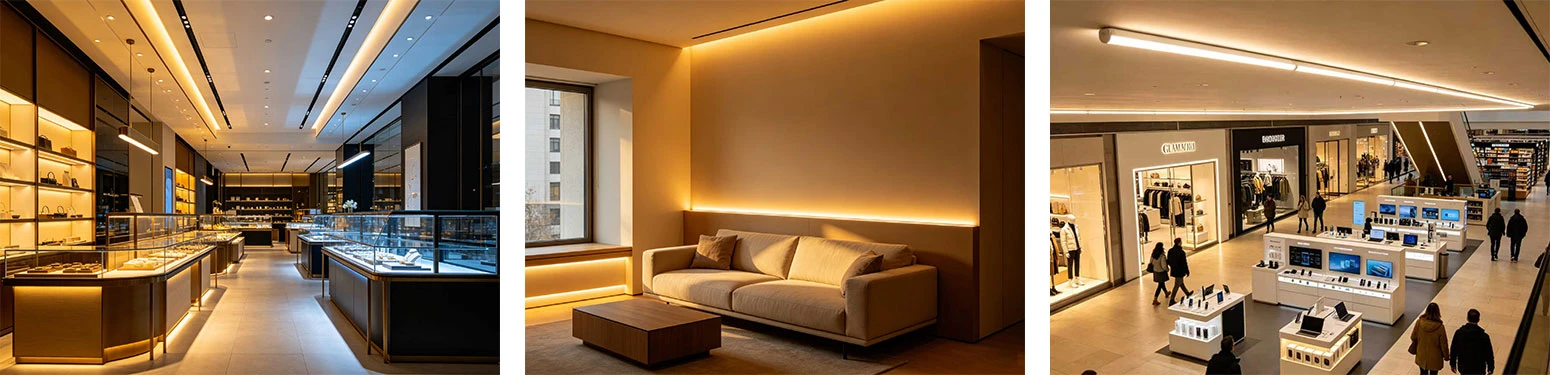 YS-RN3528X120 3528 LED strip light applications in retail, home & mall