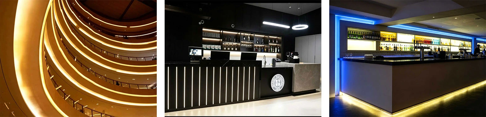 YS-RN5050Q560 5-in-1 RGBWW LED strip light indoor applications: hotel lobby, bar counter, stairwell accent lighting