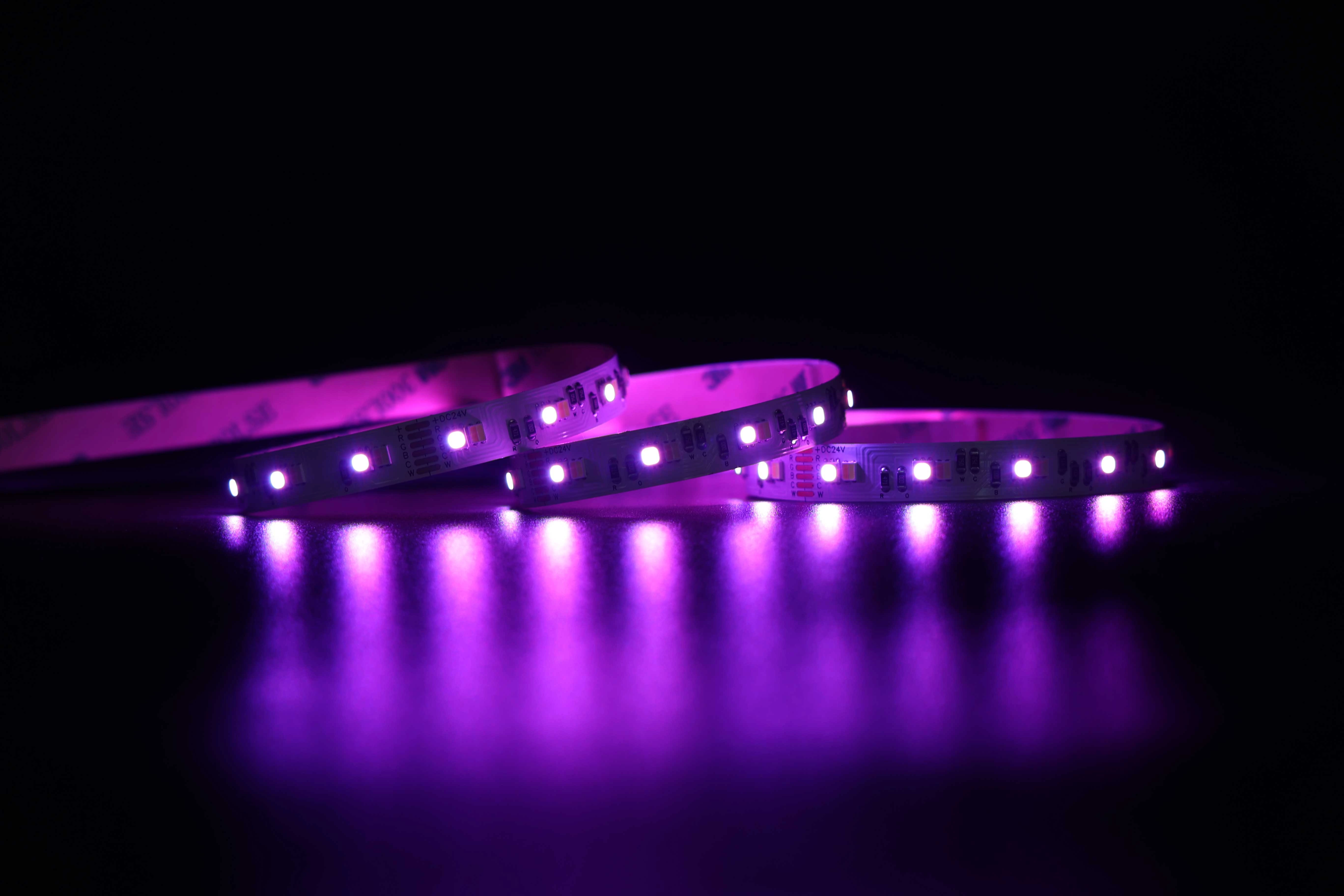 شريط إضاءة LED بنفسجي RGBCW YS-RN3838Q560، شريط إضاءة متعدد الألوان يعمل بجهد 24 فولت تيار مستمر