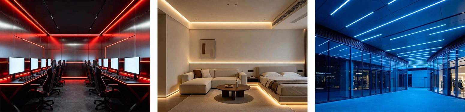 SMD2216 LED strip lights in gaming rooms, bedrooms & commercial spaces