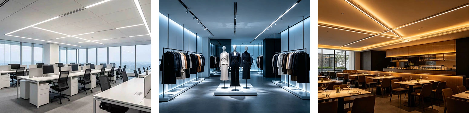 Double row high efficiency LED strip lights indoor application: office, clothing boutique, restaurant ceiling ambient lighting