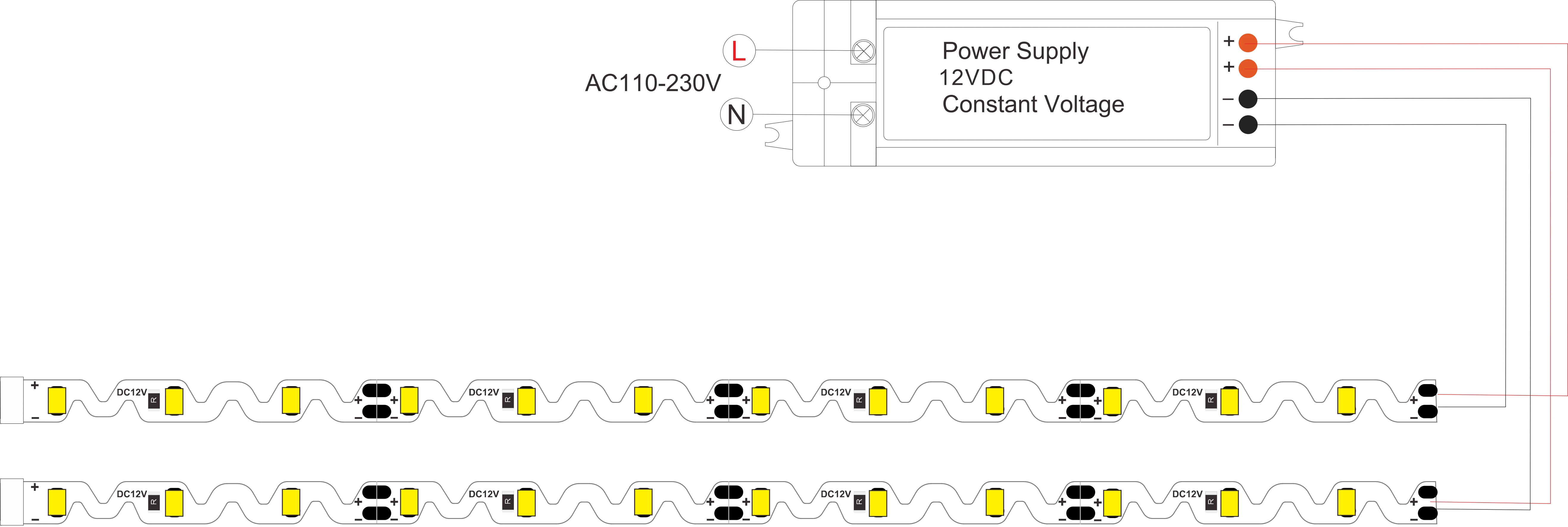 S Shape 2835 LED Strip Wiring Diagram & Install Instruction