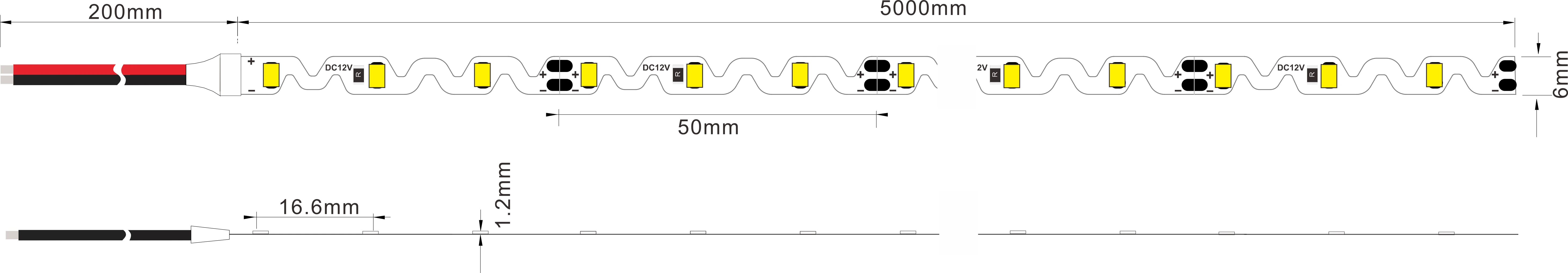 S Shape 2835 LED Strip Dimension Drawing for Channel Letter Sign