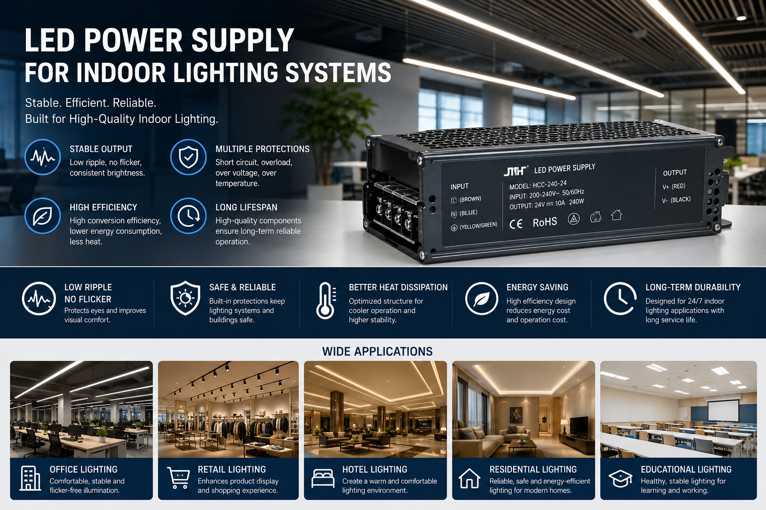 Alimentation LED pour systèmes d'éclairage intérieur