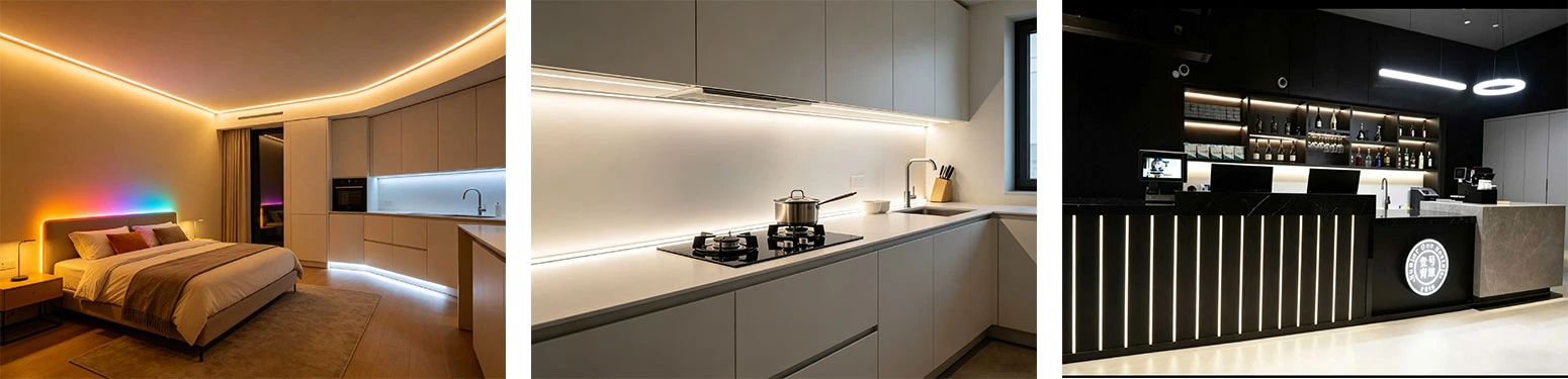 24V CCT Tunable COB LED Strip Light Indoor Application Bedroom Kitchen Bar Lighting