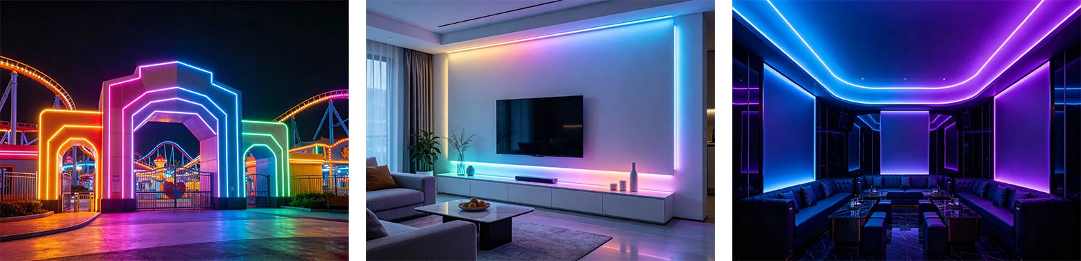 Addressable RGB COB LED Strip Light Indoor Outdoor Lighting Application Scenes