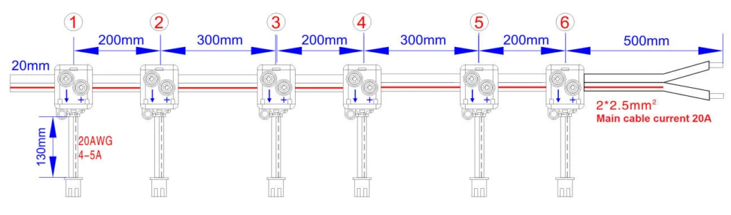 6pcs high-current head connector wire drawing