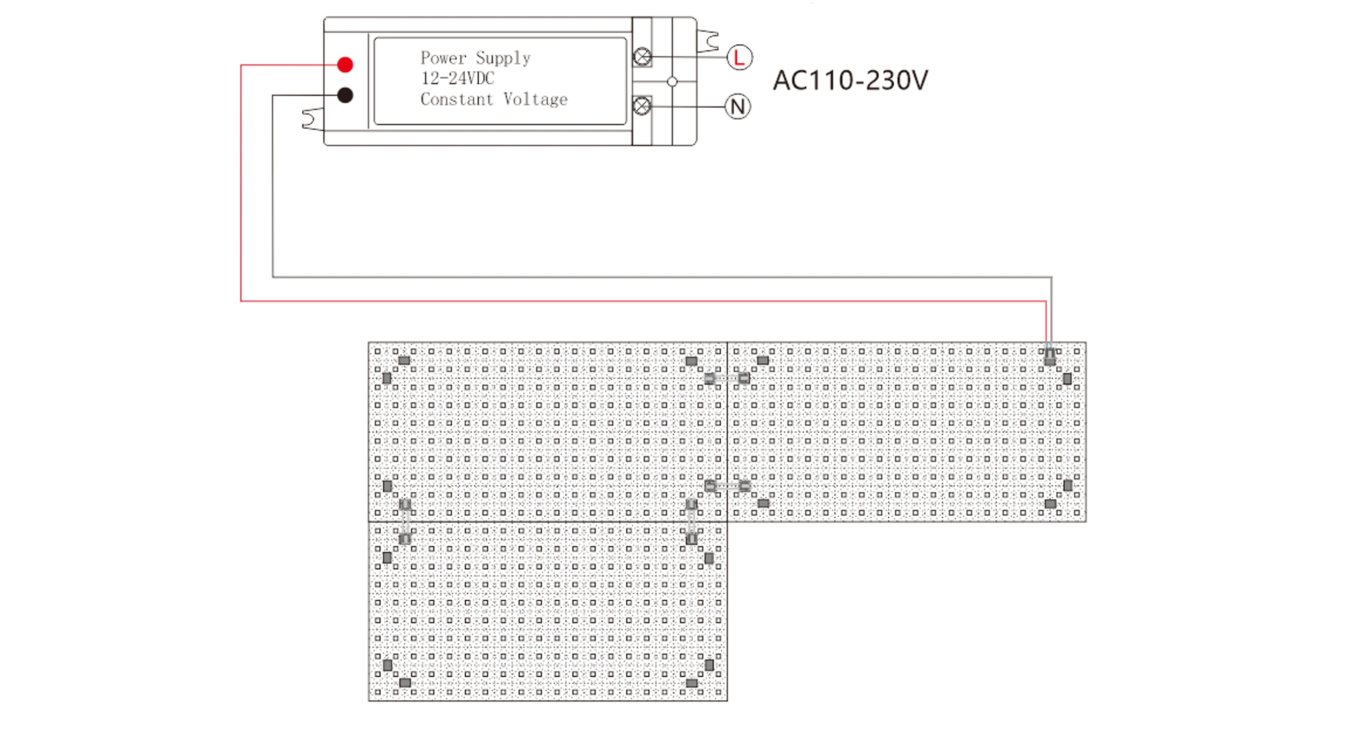 200LEDs LED Backlight Sheet Wiring Diagram with Power Supply