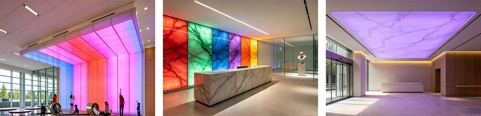 Recommended Applications for RGB LED Light Sheet | For advertising light boxes, architectural decorative lighting, marble backlighting and custom OEM signage projects