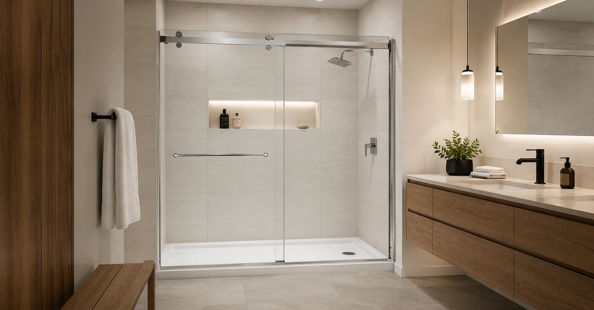 Pre assembled shower door system