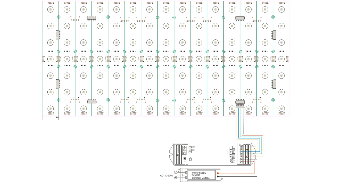 RGBW LED Backlight Sheet Wiring Diagram & 24V Installation Guide
