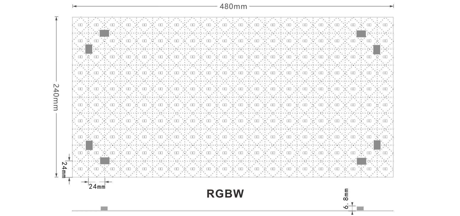 High Brightness RGBW LED Backlight Sheet Dimensions 480×240mm