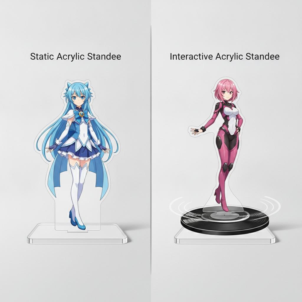 static vs interactive acrylic standees