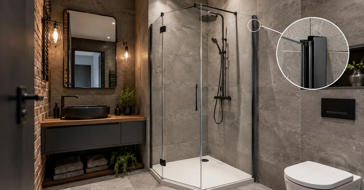 Shower door with adjustable wall profile