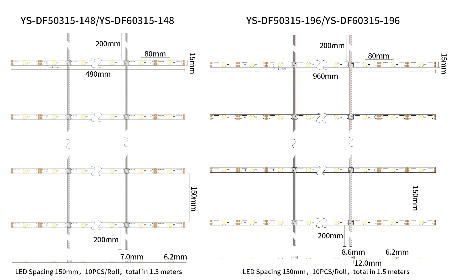 150mm center distance DF shutter LED bar layout for commercial light box backlighting
