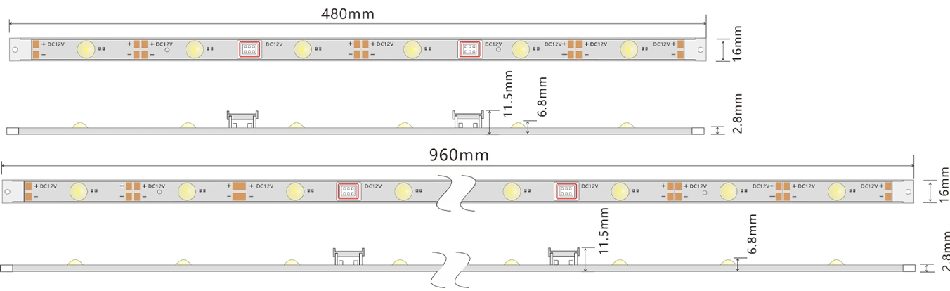 Single Waterproof Shutter LED Backlight Bar Dimensions