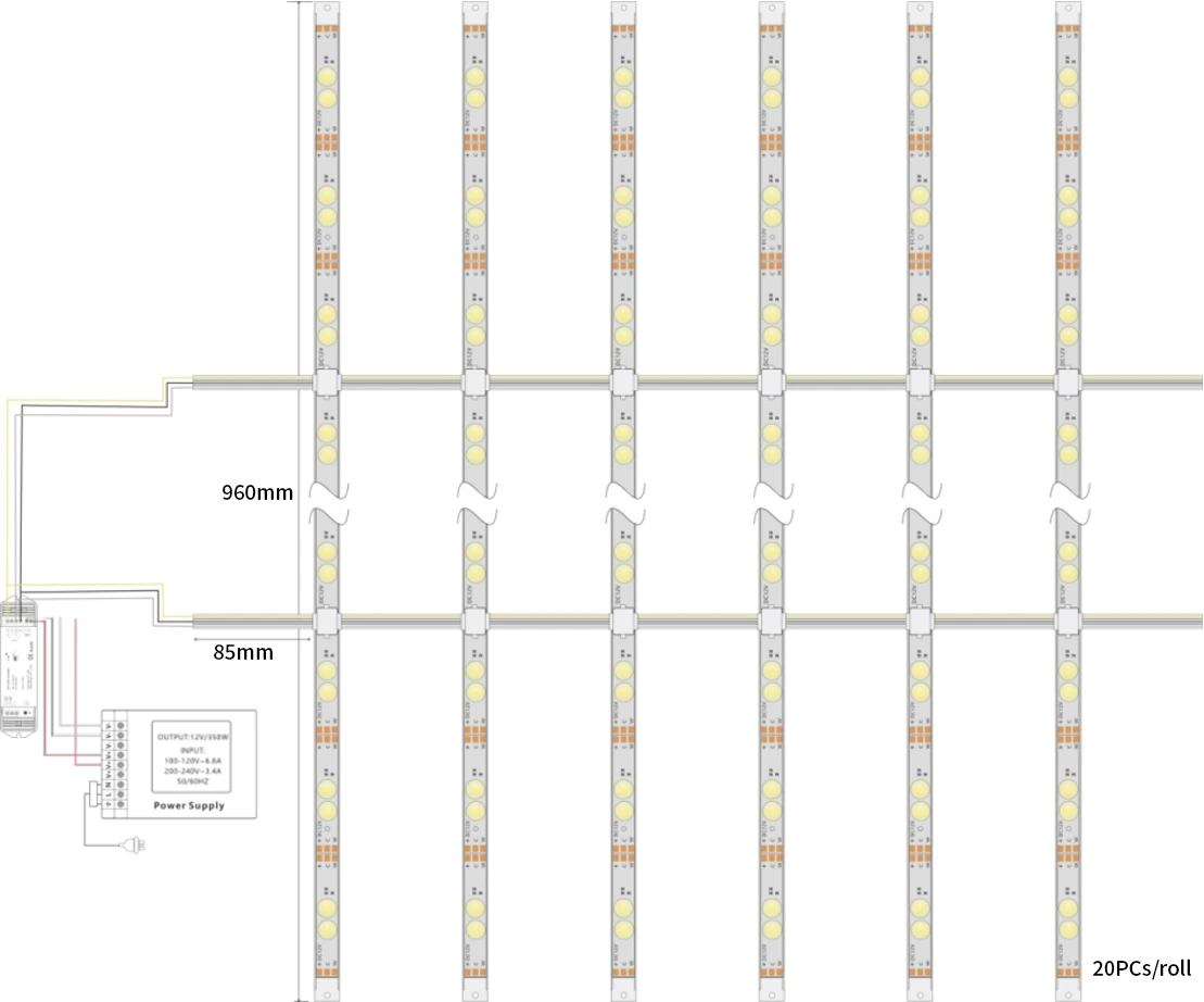 Waterproof CCT Tunable Shutter LED Rigid Bar Wiring Installation Diagram