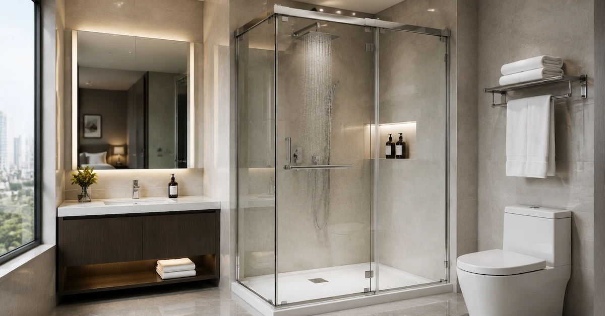Waterproof shower enclosure for construction