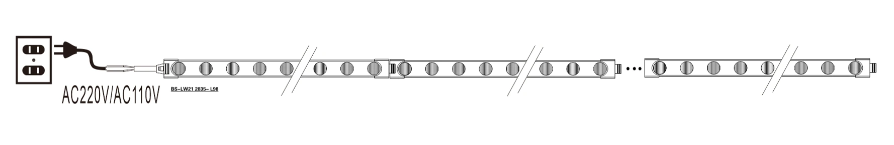 AC110/220V side emitting LED bar wiring diagram and installation guide
