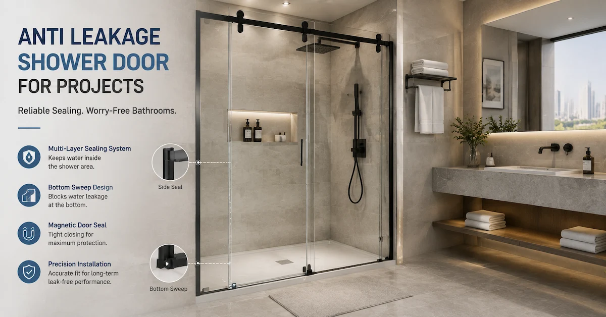 Anti leakage shower door for projects