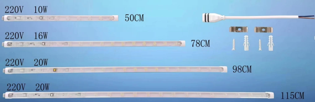 AC110/220V side emitting LED bar sizes with mounting accessories