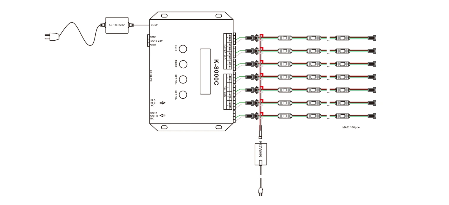 2LEDs Addressable RGB LED Module Wiring Diagram
