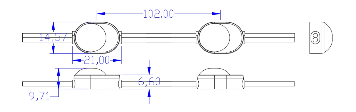 170lm/W Waterproof LED Sign Module Dimensional Drawing