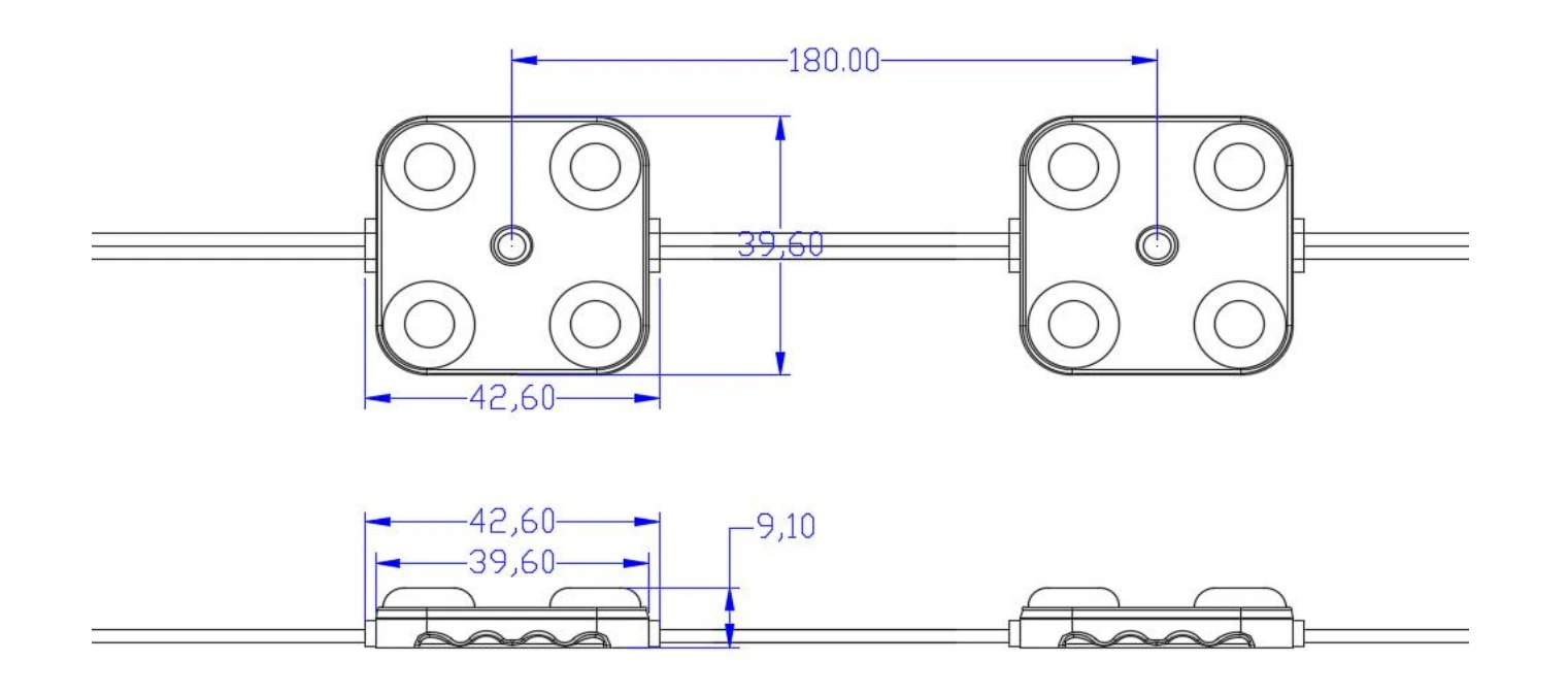 YS-MA4341 4LED 12V White LED Module dimension drawing