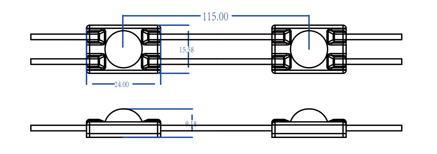 YS-MB4311 injection-molded LED module dimensional drawing