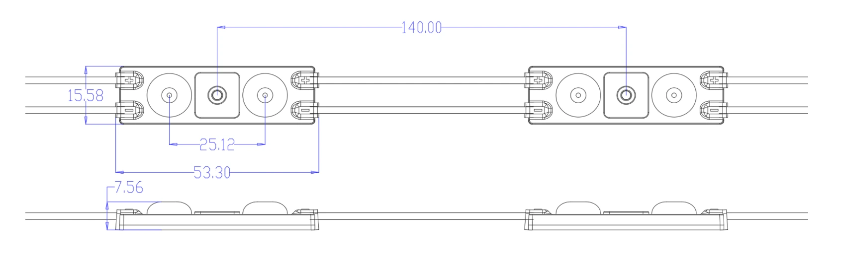 YS-MB5321 LED sign module dimensional drawing