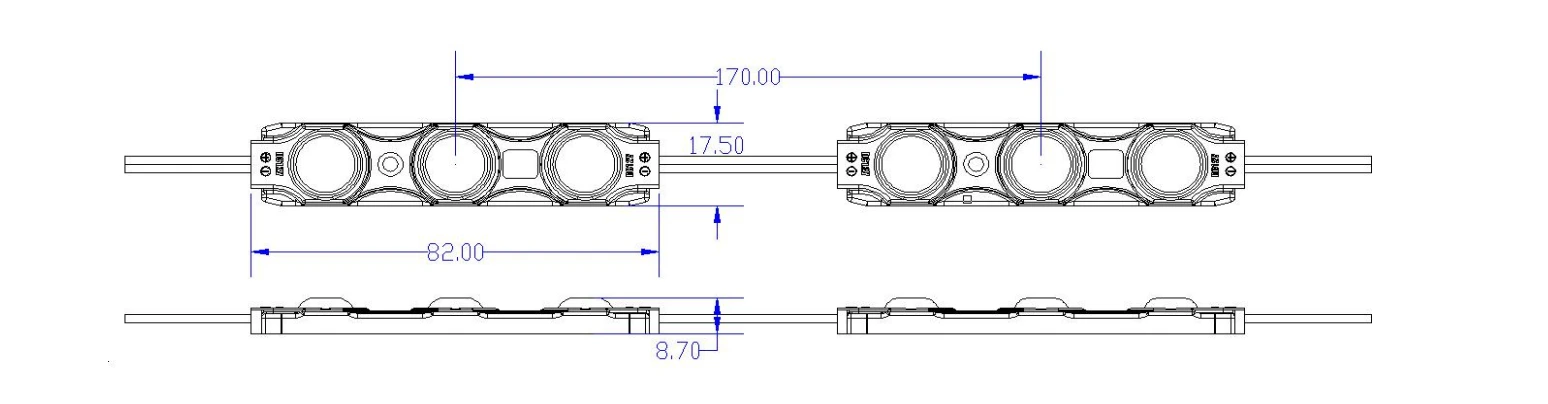 YS-MD8331 Waterproof 3-LED Module Dimensional Drawing