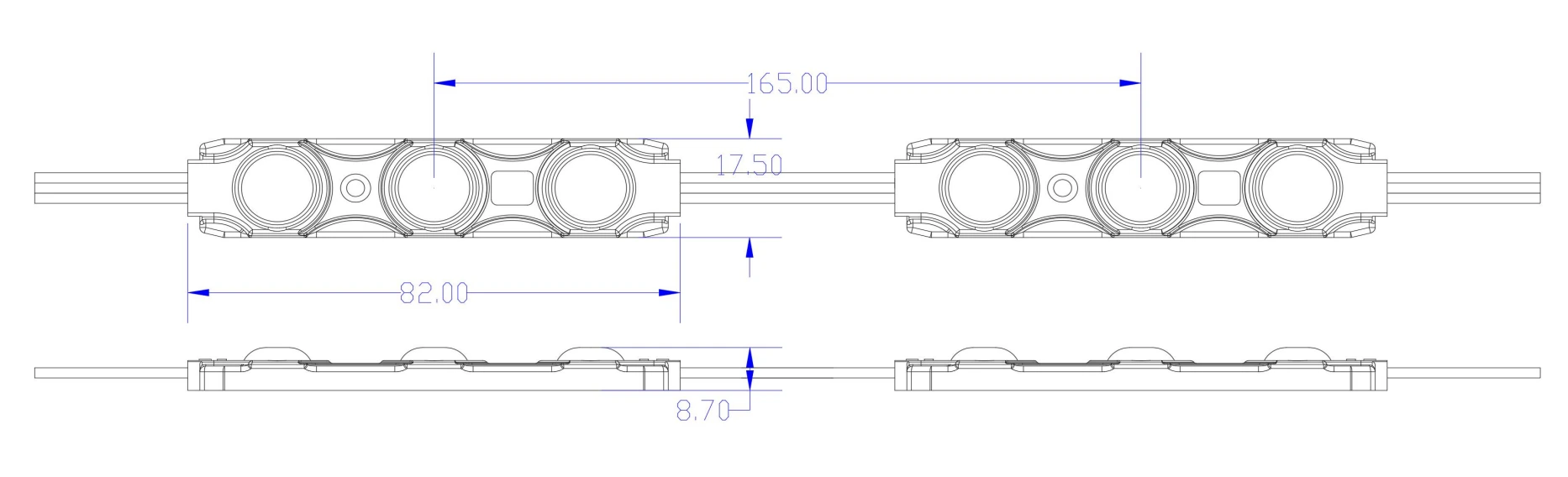 YS-MD8331-TW 3-LED CCT Tunable White LED Module dimension drawing