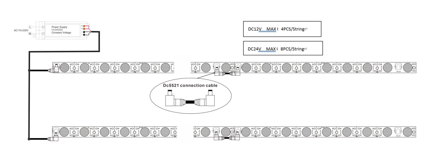 Side Emitting LED Light Bar Wiring & Installation Diagram