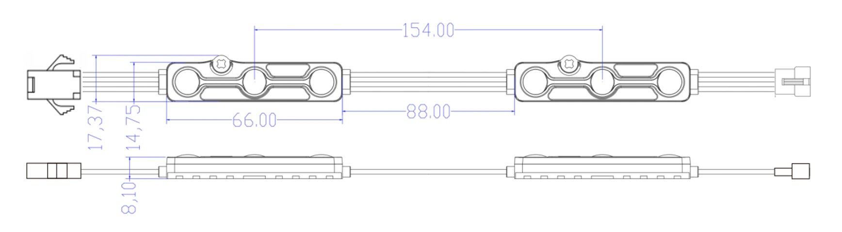 3-LED Addressable RGB LED Module Dimensional Drawing (mm)