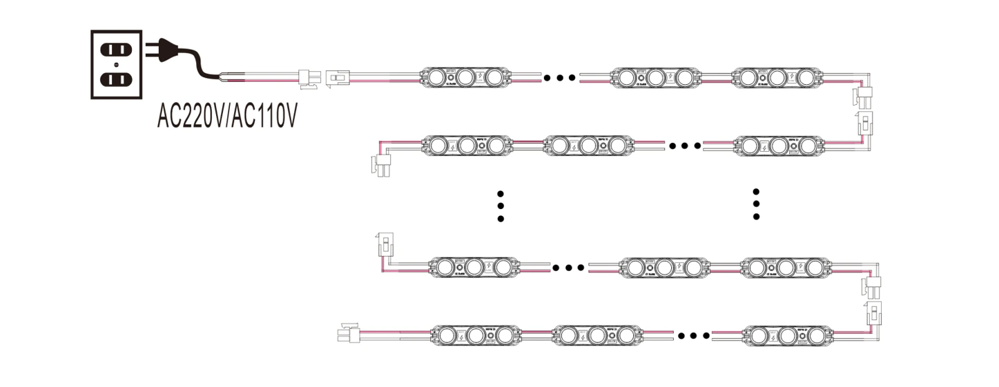 AC 110V 220V 3-LED Module Wiring Installation Diagram
