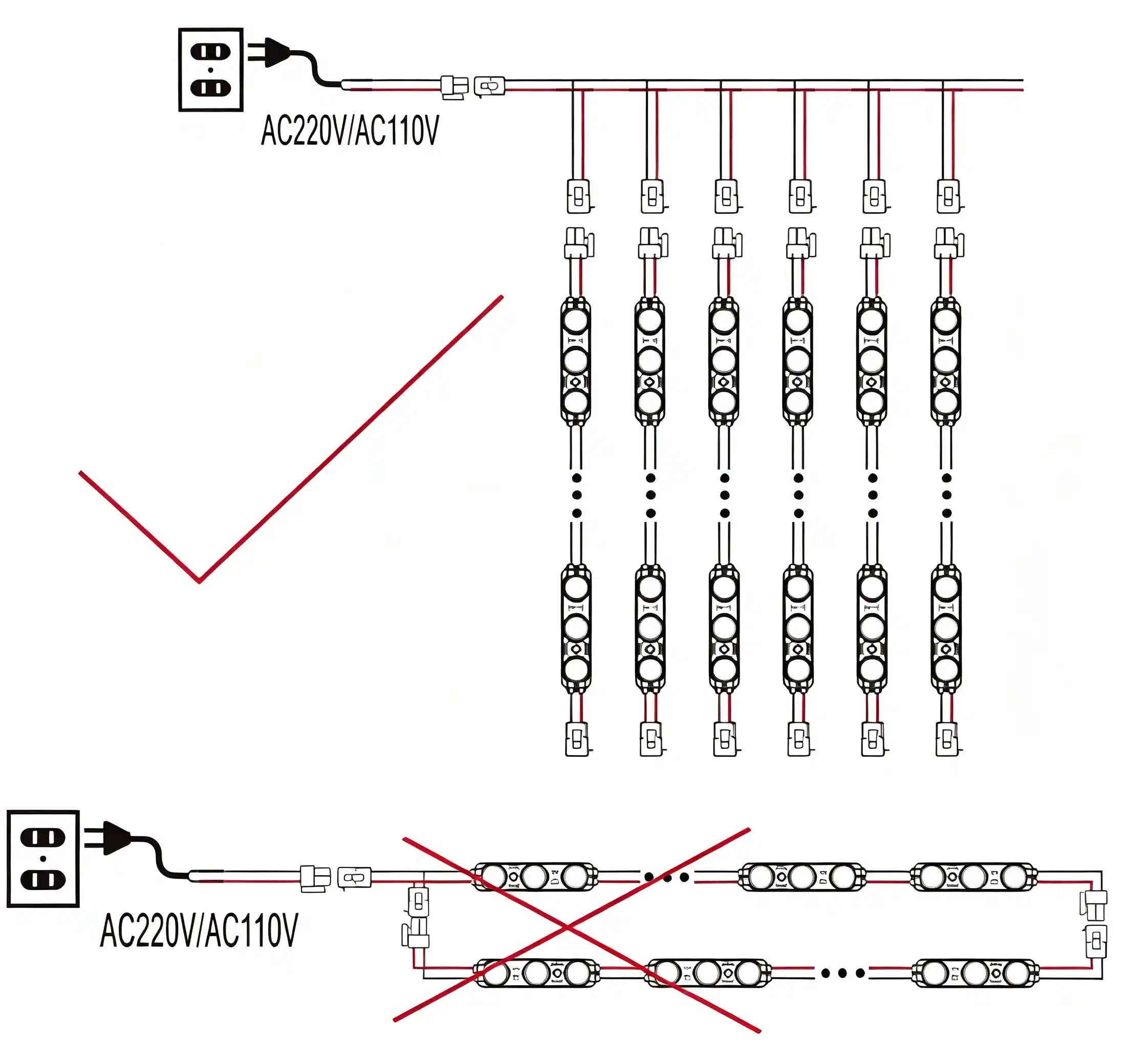 3-LED Module Installation Precautions & Wiring Instructions