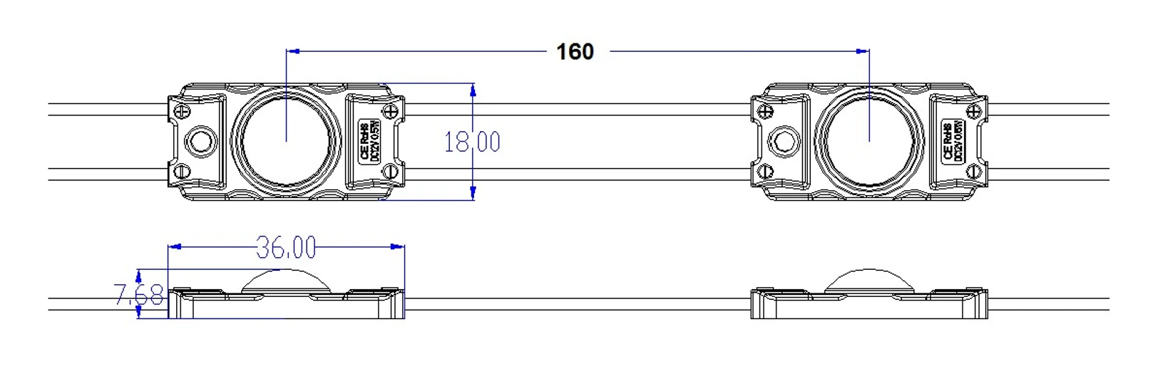 6W SMD3030 LED Sign Module Dimensional Drawing (Unit: mm)