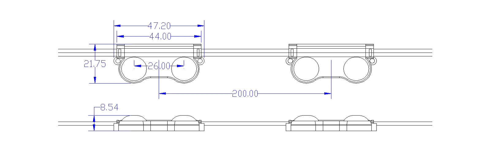 170° Beam Angle LED Sign Module Dimensional Drawing (mm)