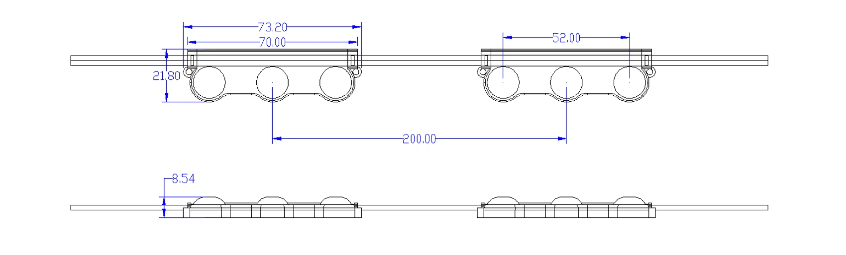 3-LED High Lumen LED Module Dimensional Drawing (Unit: mm)