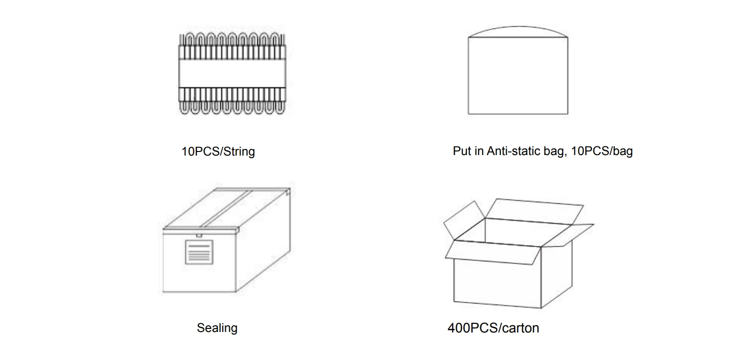 6-LED SMD2835 High Brightness LED Module Packaging & Shipping Specs