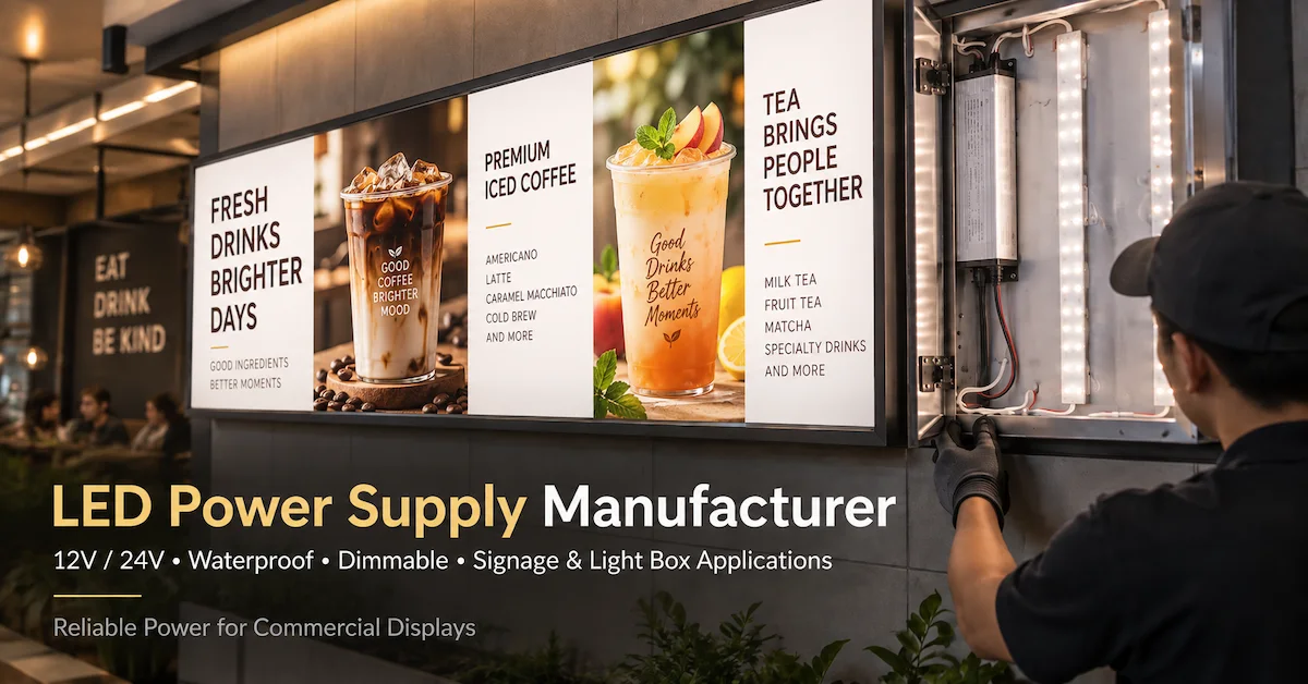 LED Power Supply Manufacturer: How Signage Buyers Compare 12V/24V, IP Ratings, and Dimming